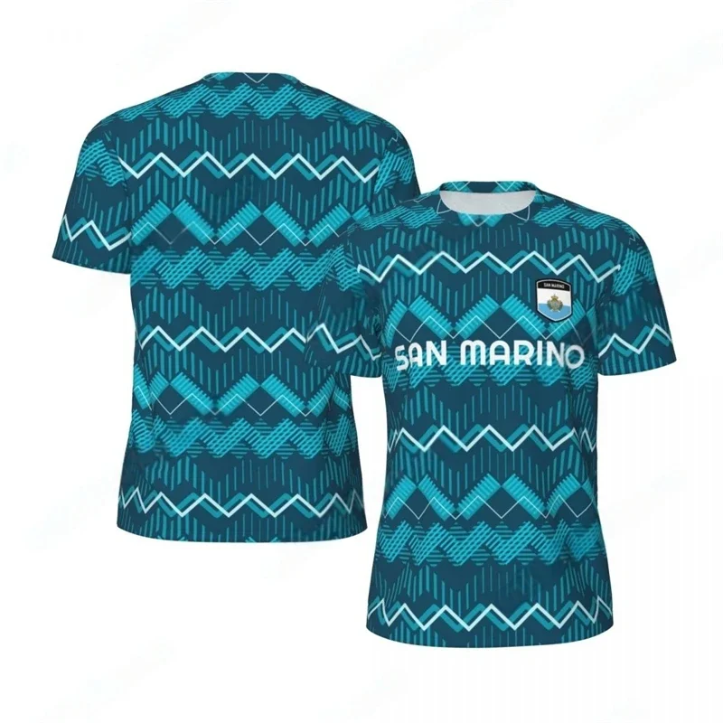 Camisetas de fútbol con gráfico de bandera de San Marino para hombre, camisetas deportivas con estampado 3D de emblema nacional a la moda, camisetas informales de gran tamaño para niños