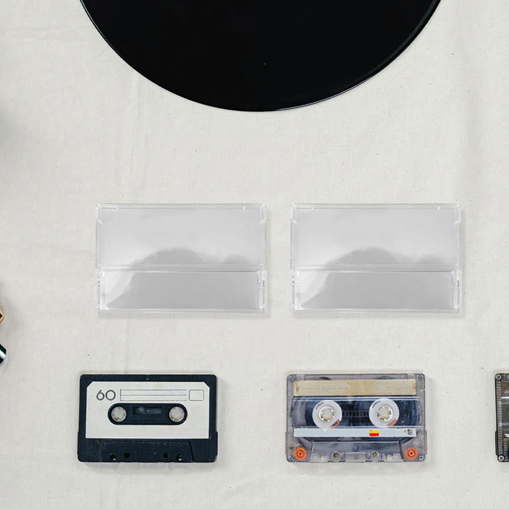 

4Pcs Retro Cassette Tape Storage Box Clear Plastic Organizer Holder Vintage Music Case for Audio Tapes Office Home Use