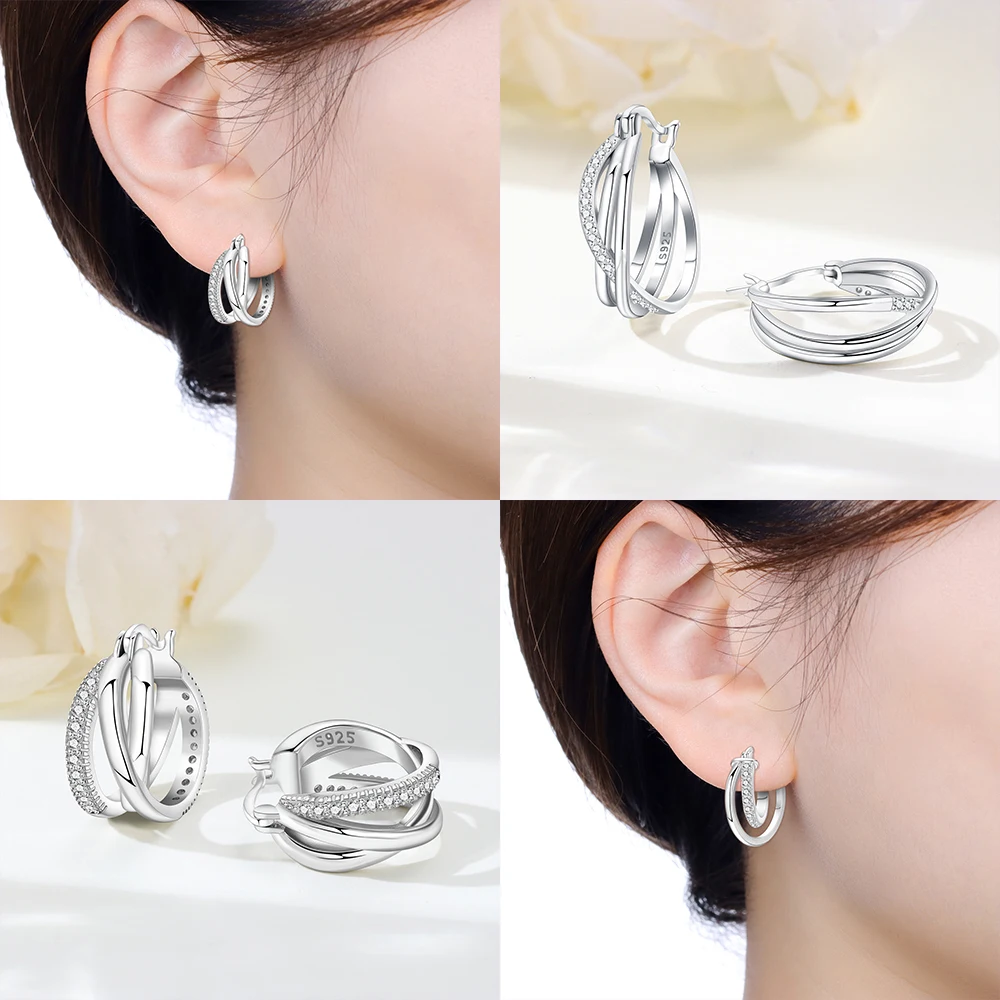 925 Sterling Silver Black Paw Print Women's Hoops Earrings Fit Earrings Women Drop Earring For Anniversary Wedding Jewelry Gifts