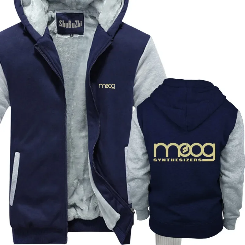 معطف شتوي سميك ودافئ من الصوف بسحاب للرجال من Moog Synthesizer ملابس رياضية بدلة رياضية للرجال بغطاء للرأس أوروبي غير رسمي