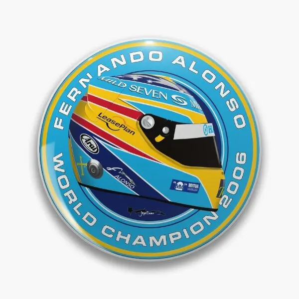 Fernando Alonso 2006 Helmet Circle Tex  Soft Button Pin Funny Decor Creative Metal Badge Jewelry Brooch Lapel Pin Cartoon