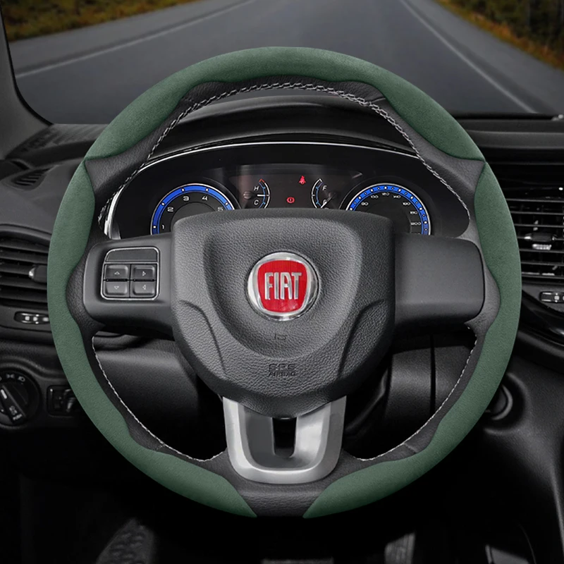 For FIAT Suede Snap-on Steering Wheel Cover Fit volante palio toro grande punto evo ducato 500 bravo tipo albea stilo uno