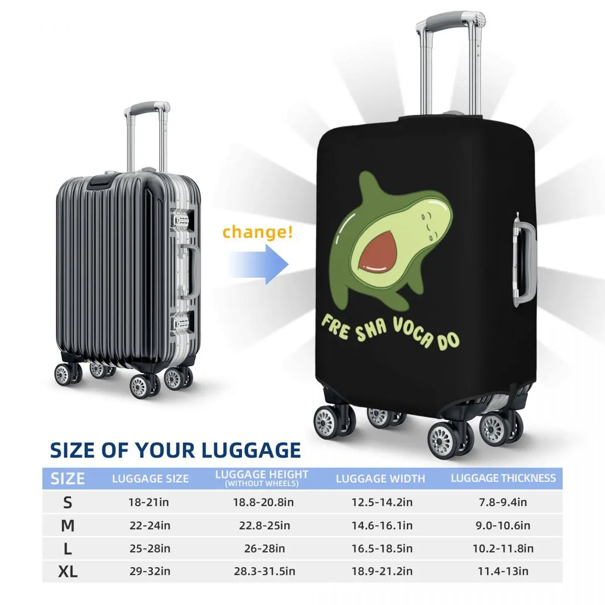 Funny Avocado Lovers Suitcase Cover Cute Plant Illustration Travel Flight Elastic Luggage Accesories Protector