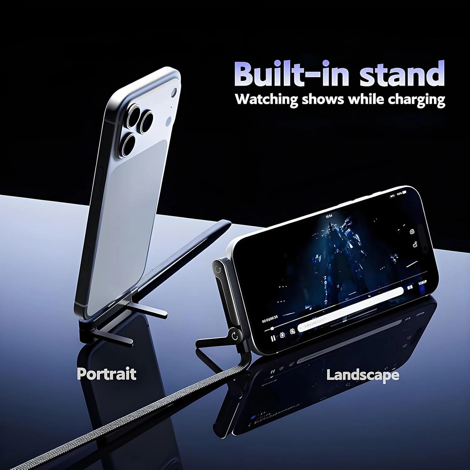 240W USB C to USB C Cable, 5-Foot  USB C Charge Cable with Invisible Phone Holder Function, Right Angle USB C Cable, For iPhone