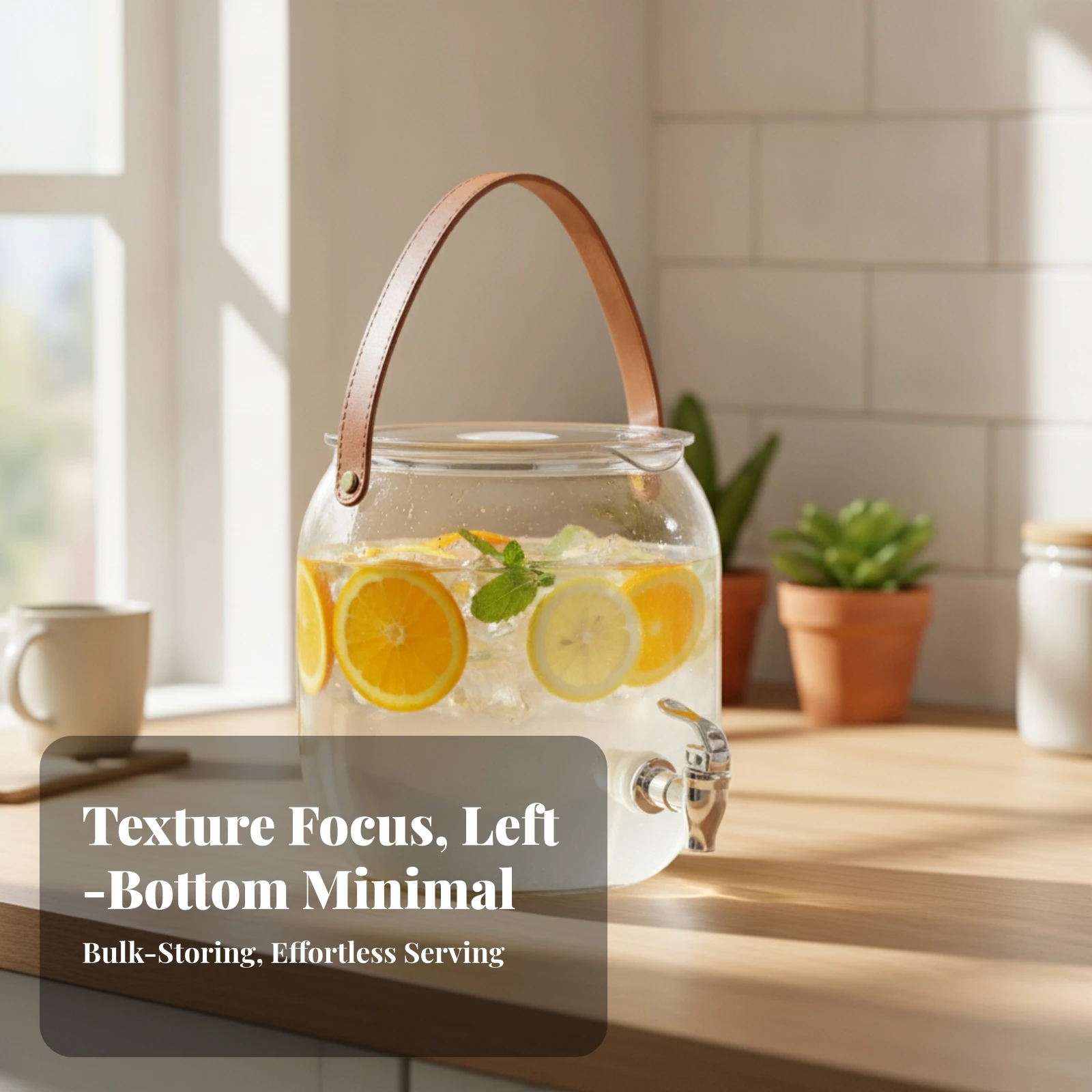 Glass Beverage Dispenser with Spigot Self-Serve Glass Drink Dispenser with Lid Glassware Cold-Use Container Food Grade for Hosts
