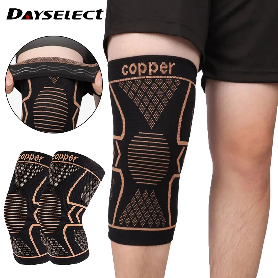 Copper Knee Support Pad Braces for Arthritis Joint Pain Relief Compression Knee Sleeve for Sports Fitness Workout Running Unisex