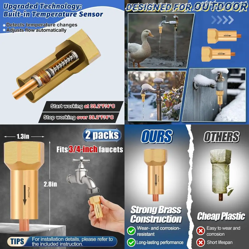 

Winter-Proof Brass Outdoor Faucet with 3/4 Hose Thread for Freeze Protection and Durable Replacement Cover
