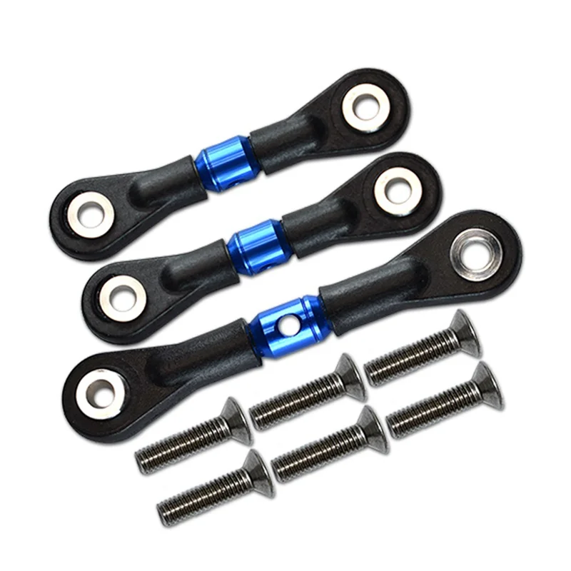 Steering Link Servo Rod para Tamiya, Peças de Atualizações de Carro, Azul Acessórios, TT-02, TT-02T, TT02, TT02T, 1, 10 RC, 3Pcs