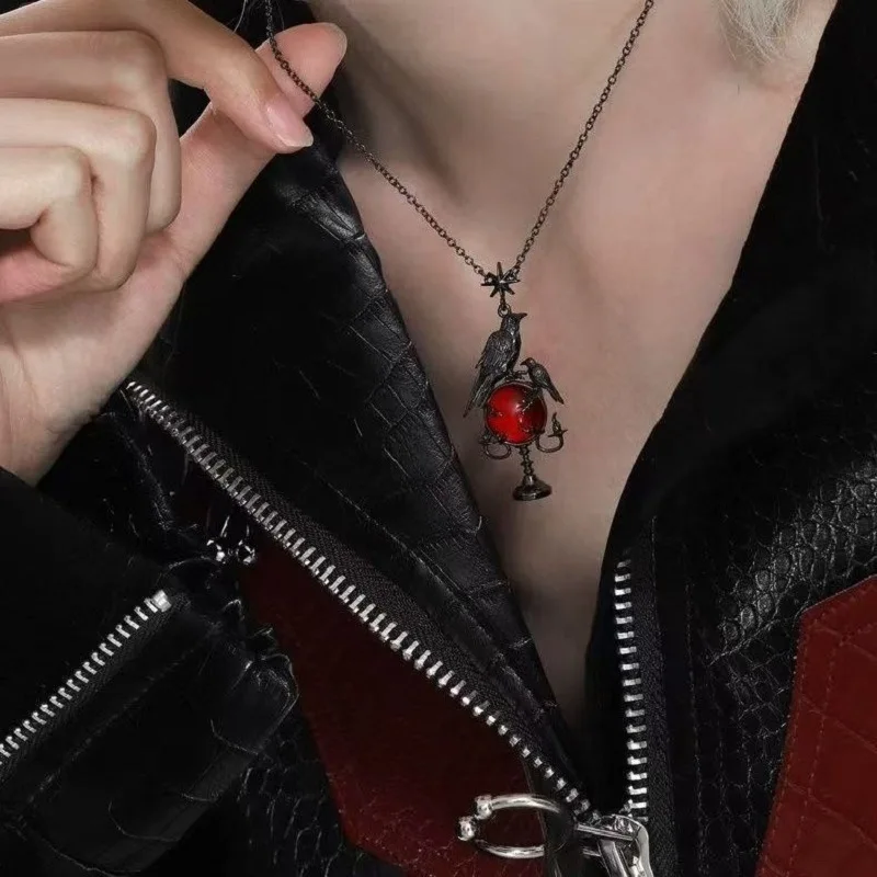 Dark Wind Ladies Personality Pendant Raven Candlestick Collarbone Chain Street Trend Hexagram Neck Chain Premium Necklace