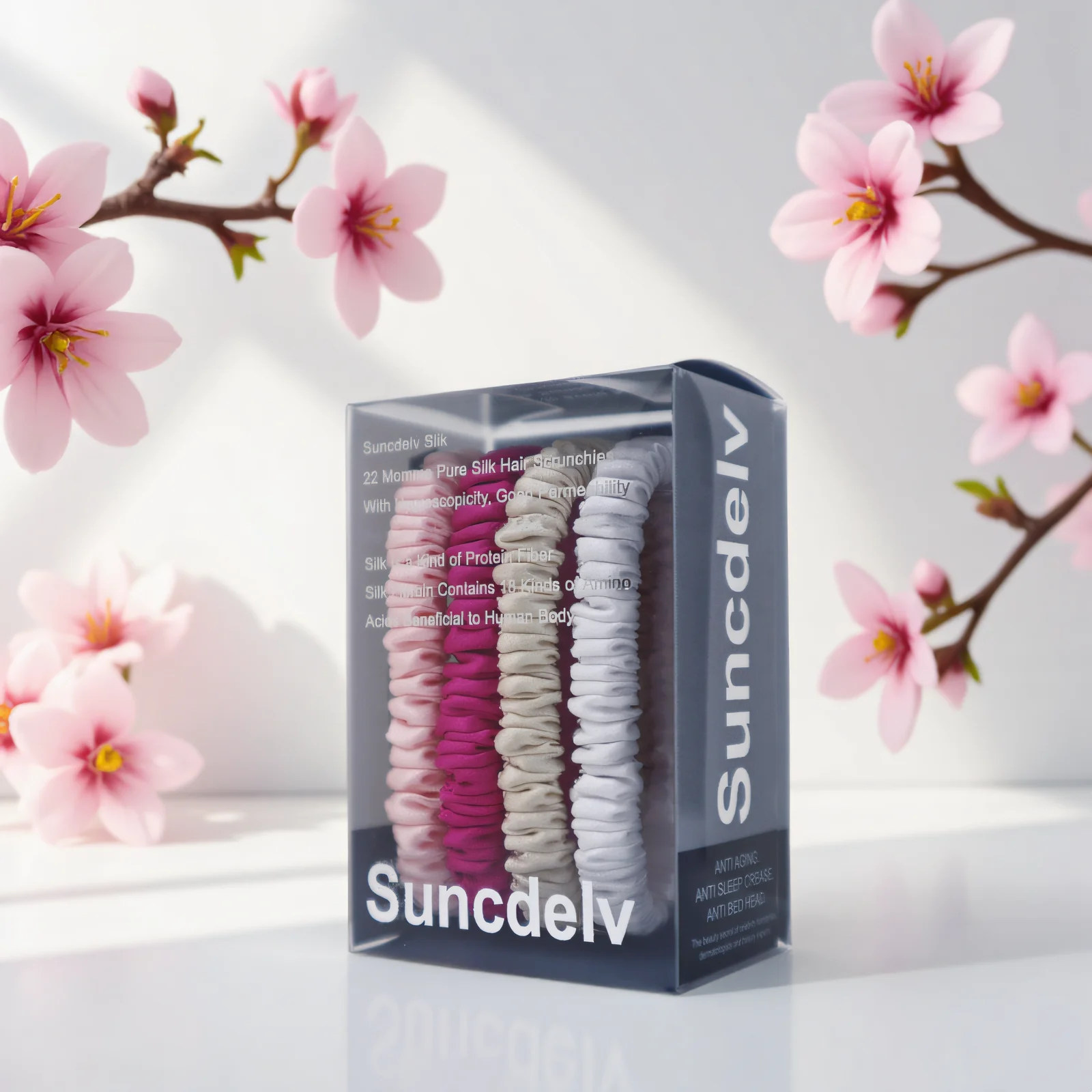 [22 Momme] 4 قطع من ربطات الشعر المصنوعة من الحرير الخالص بنسبة 100%، والمتانة وطول العمر، وتصميم بسيط، وخيار جيد لهدايا ربطات الشعر.