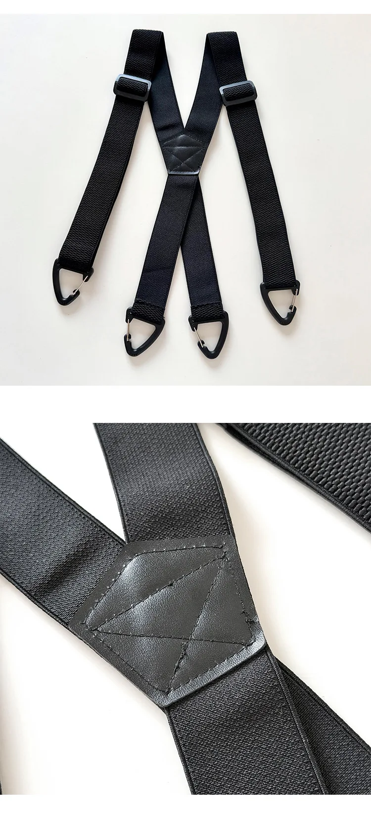 Stilvolle und minimalistische taktische Hosenträger für Erwachsene, 4-Clip-Stretch-Hosenträger mit dreieckigen Schnallen, Hosenträger im Workwear-Stil – Detail 9