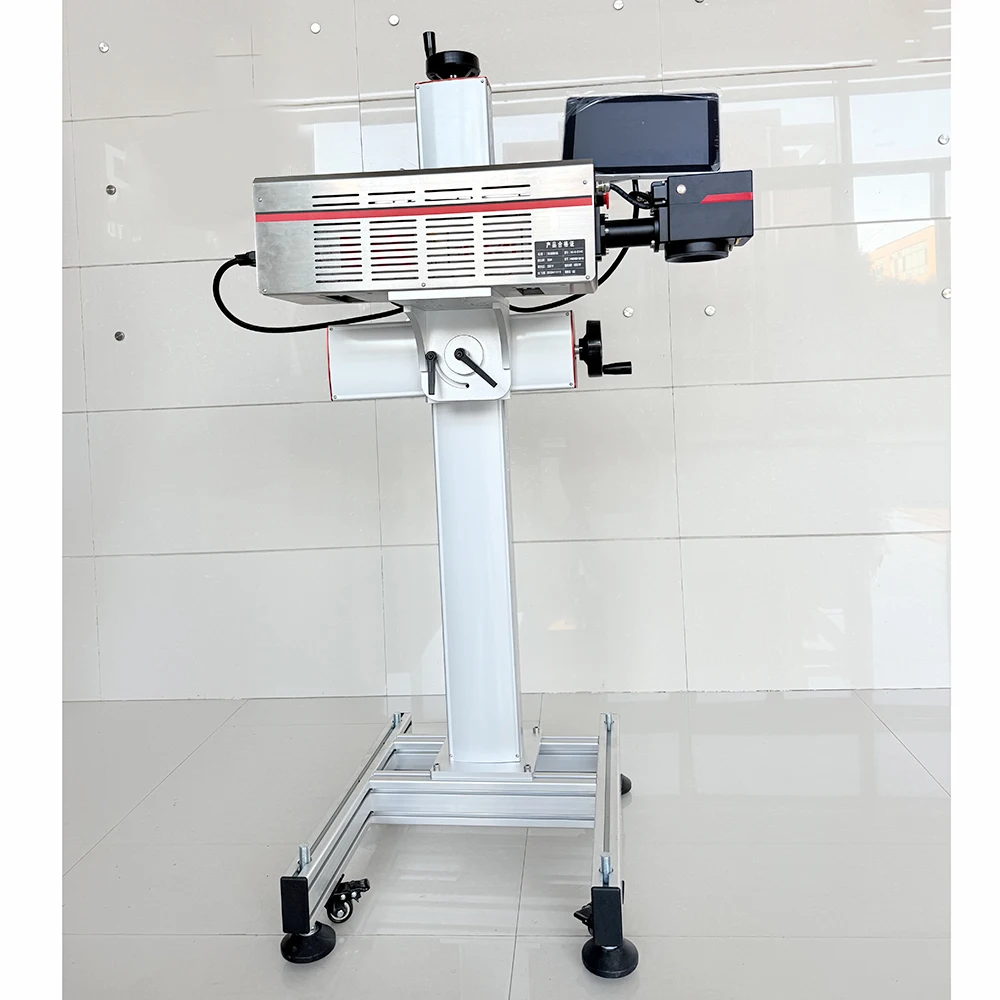 Auto Online Flying Co2 Laser Marking Machine Expiry Date Batch Code Laser Printer for Plastic Bags Cable Wire Pet Bottle