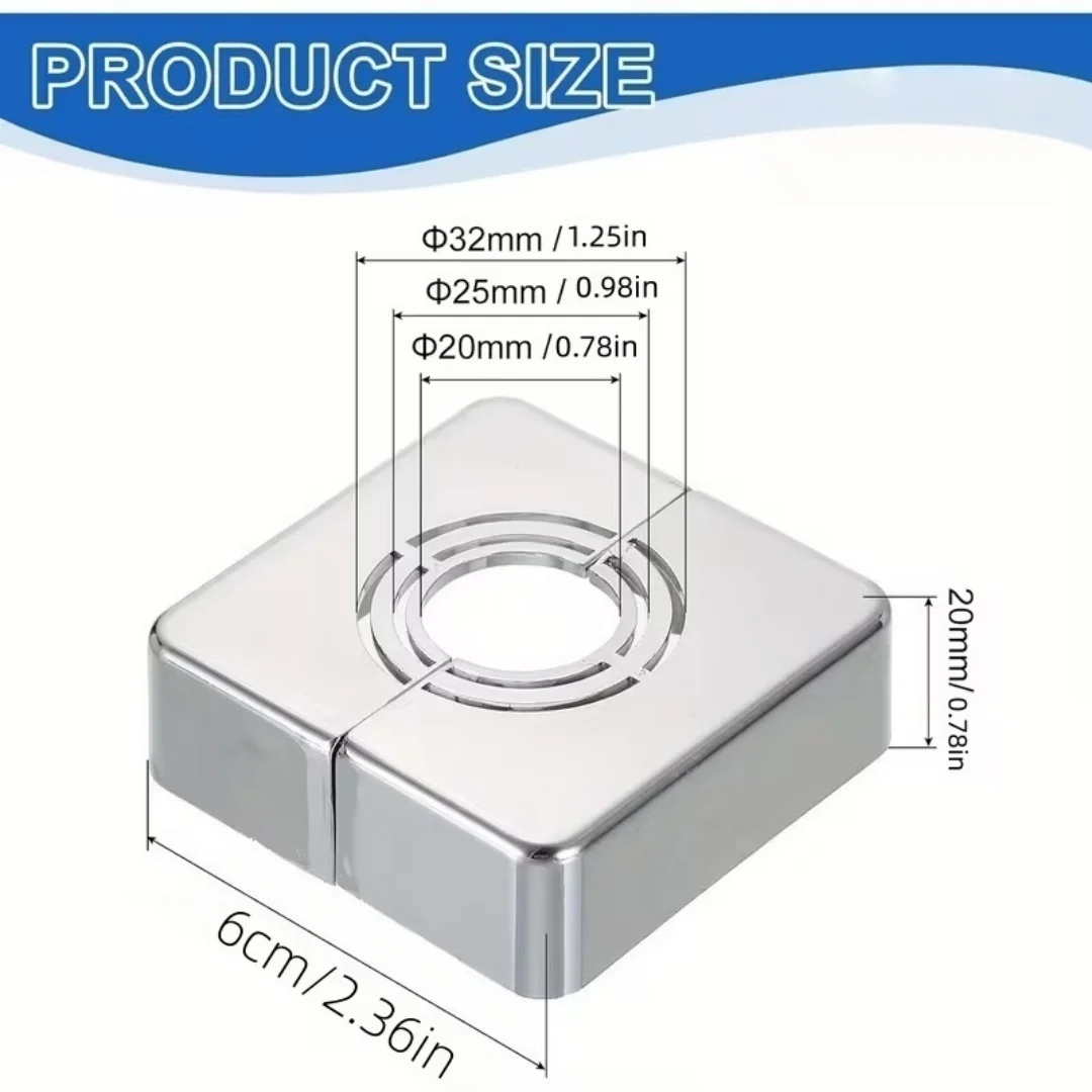 1pc Luxury Square Thickened Adjustable Split Wall Flange Faucet Pipe Hole Decorative Cover For Bathroom Kitchen Corner Valve