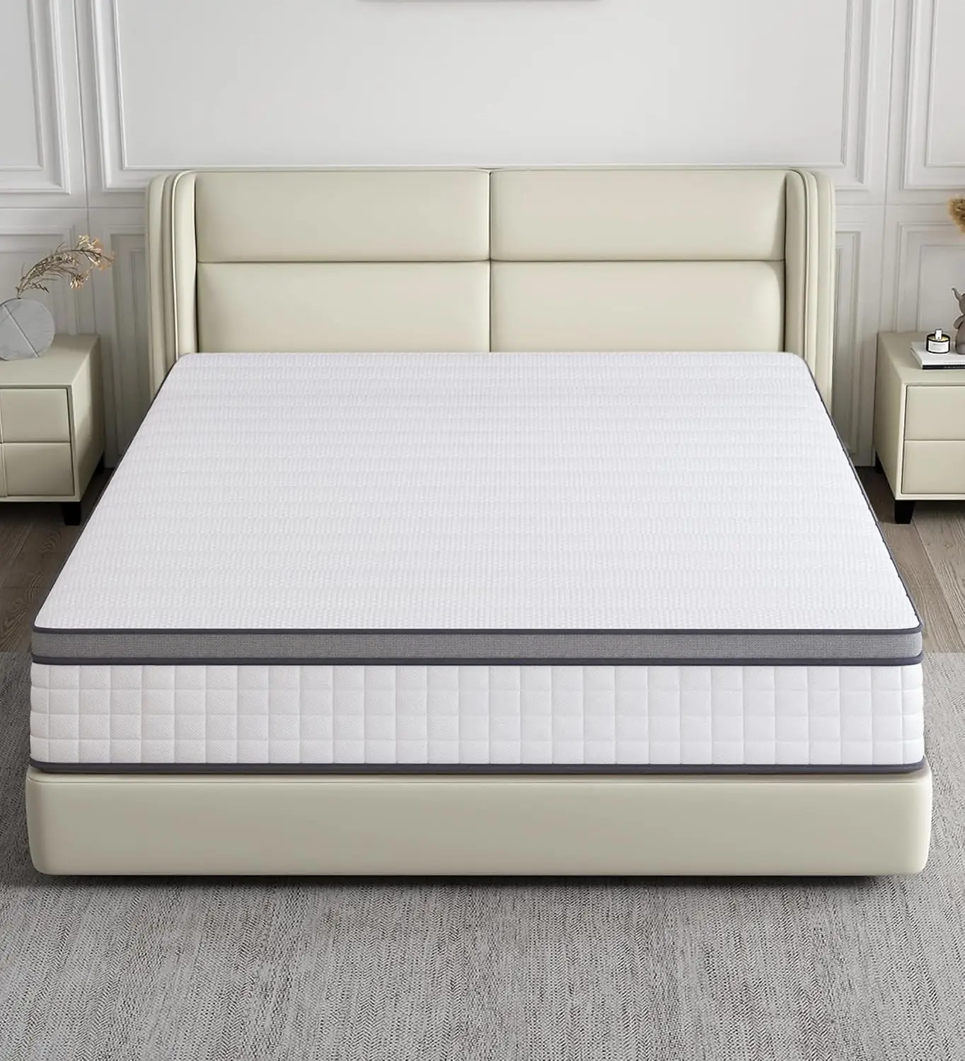 Full Size Mattress,10 Inch Full Mattress in a Box,Hybrid Memory Foam Full Size Mattresses,Medium Firm Soft and Comfort White Mat