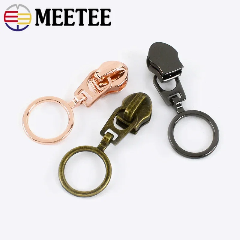 5/10/20 pz 5 # cursori con cerniera per cerniere in Nylon O Ring cerniere tira kit di riparazione borsa giacca Zip Head Puler accessori per cucire