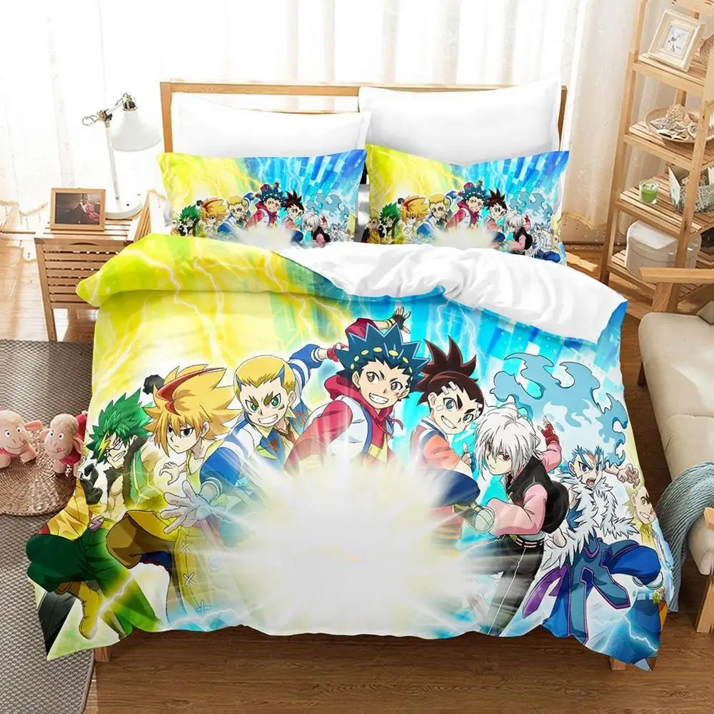 3D Print Anime Beyblade Bedding Set Duvet Cover Comforter Bed Set Quilt Cover Pillowcase King Queen Twin Size Boys Girls Adults