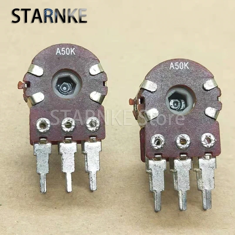 2PCS 148 Type Dual 6Pins Potentiometer A50K Amplifier/Sound Volume Adjustment Long Leg Potentiometer Handle Length 15MM