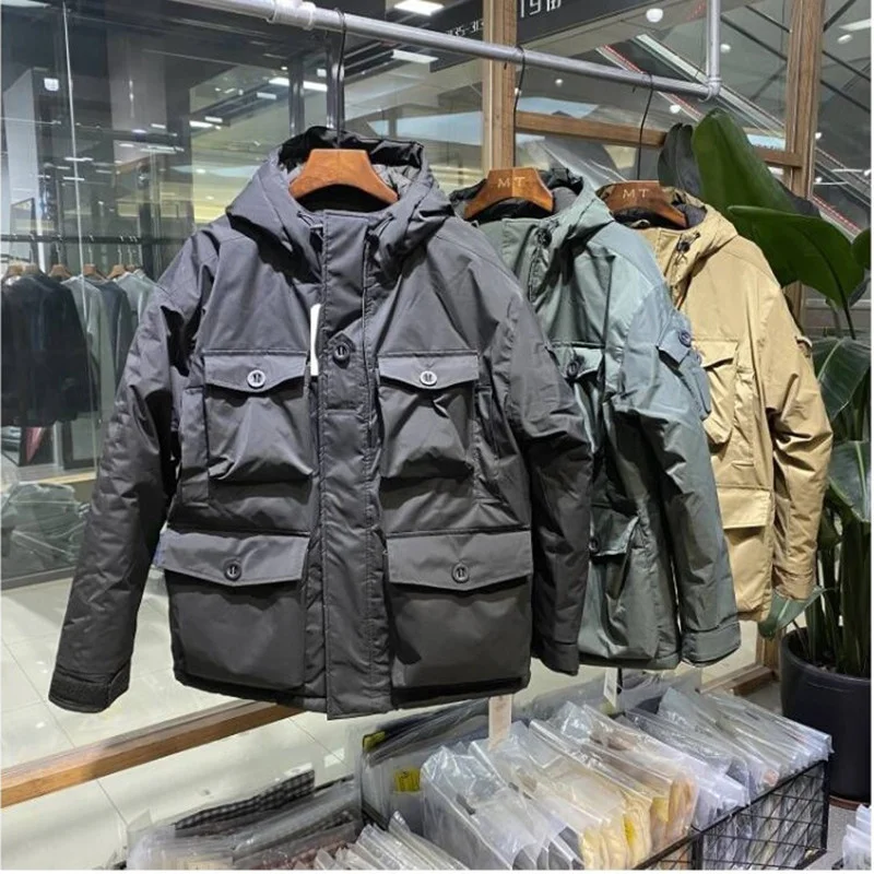 

Retro Hooded Tooling Padded Jacket Men's Loose Multi-pocket Thickening Functional Storm Suit Outdoor Driving Riding Cotton Coat