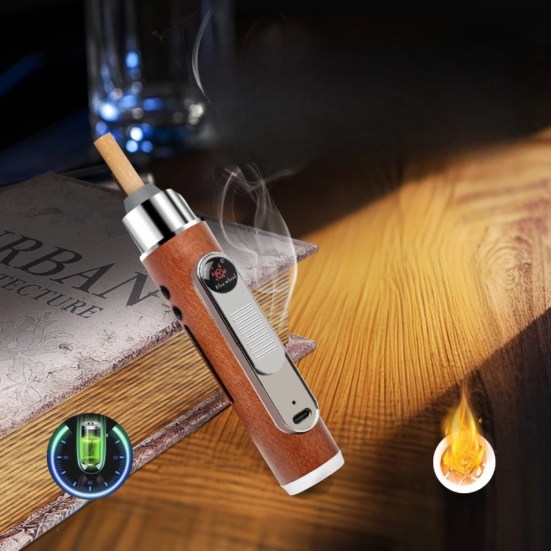 HOT Handheld Mini Ashtrays USB Lighter Anti Soot-flying Portable Car Ashtray Wood For Working Driving Soot Holder Gifts For Men