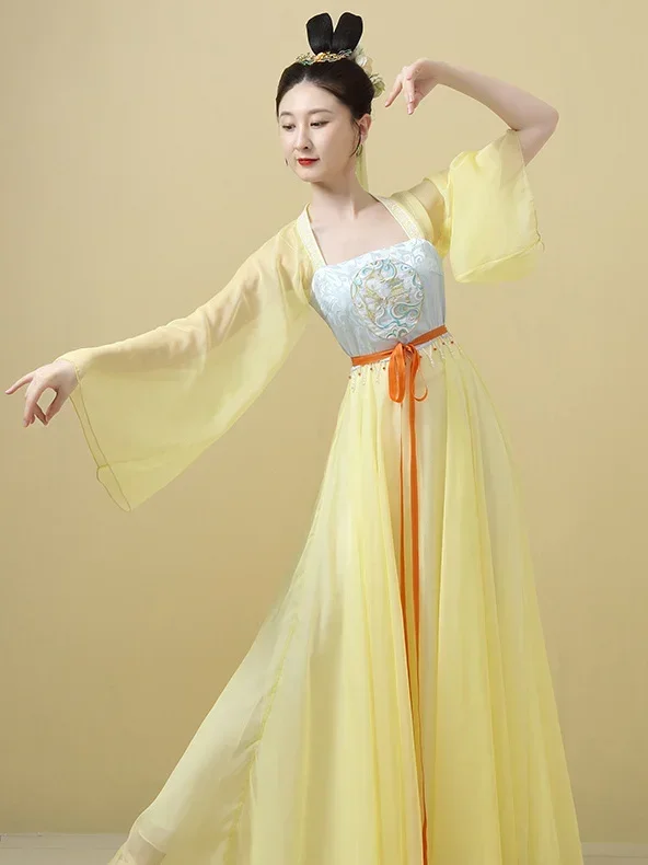 Traditional Chinese Classical Dance Performace Costumes Elegant Training Clothes Immortal Body Charm Gradient Gauze Dress