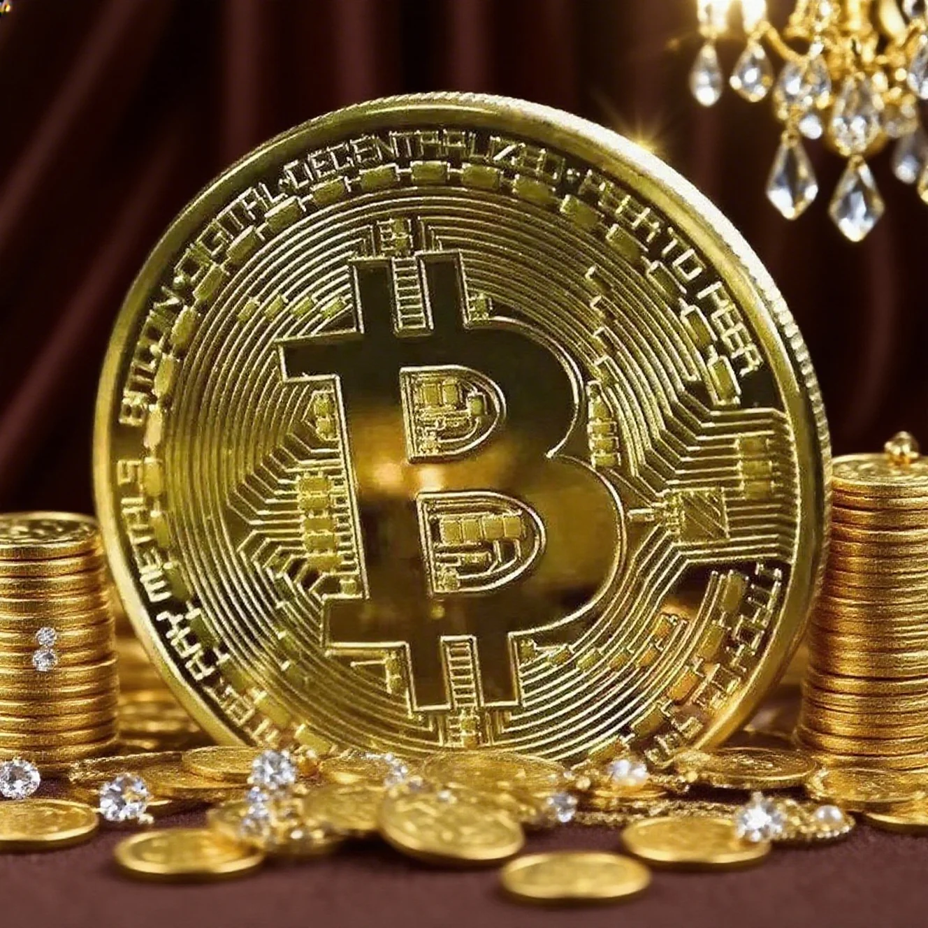 Gold Plated Bitcoin Collectible Coin, Physical BTC Casascius Metal Commemorative Art Gift, Antique Imitation Bit Crypto Currency