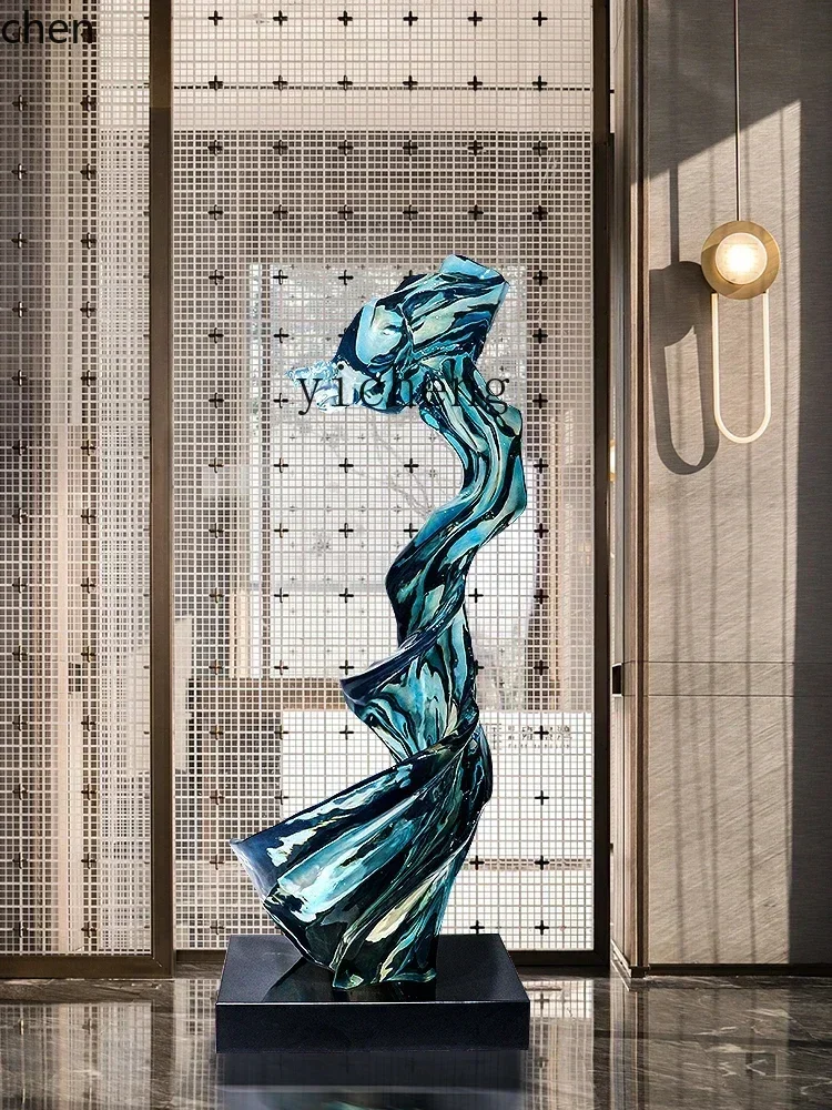ZML Modern Abstract Transparent Resin Sculpture Entrance Large Floor-to-Floor Ornament