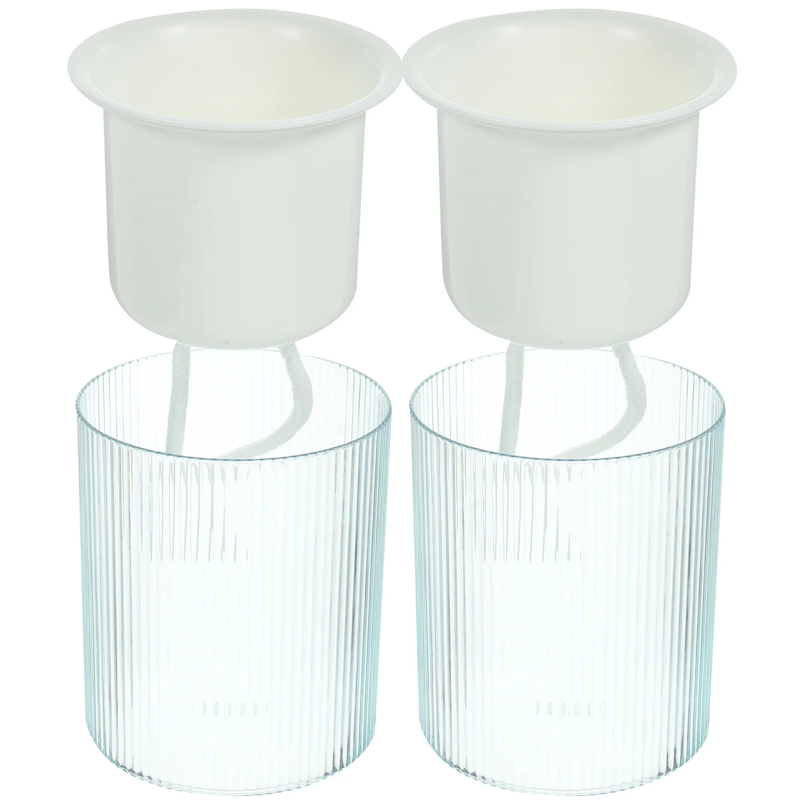 

2pcs Lazy Flower Pot Transparent Self Watering Planter Plastic Flowerpot Durable Cotton Rope Heat Resistant Decorative Desk