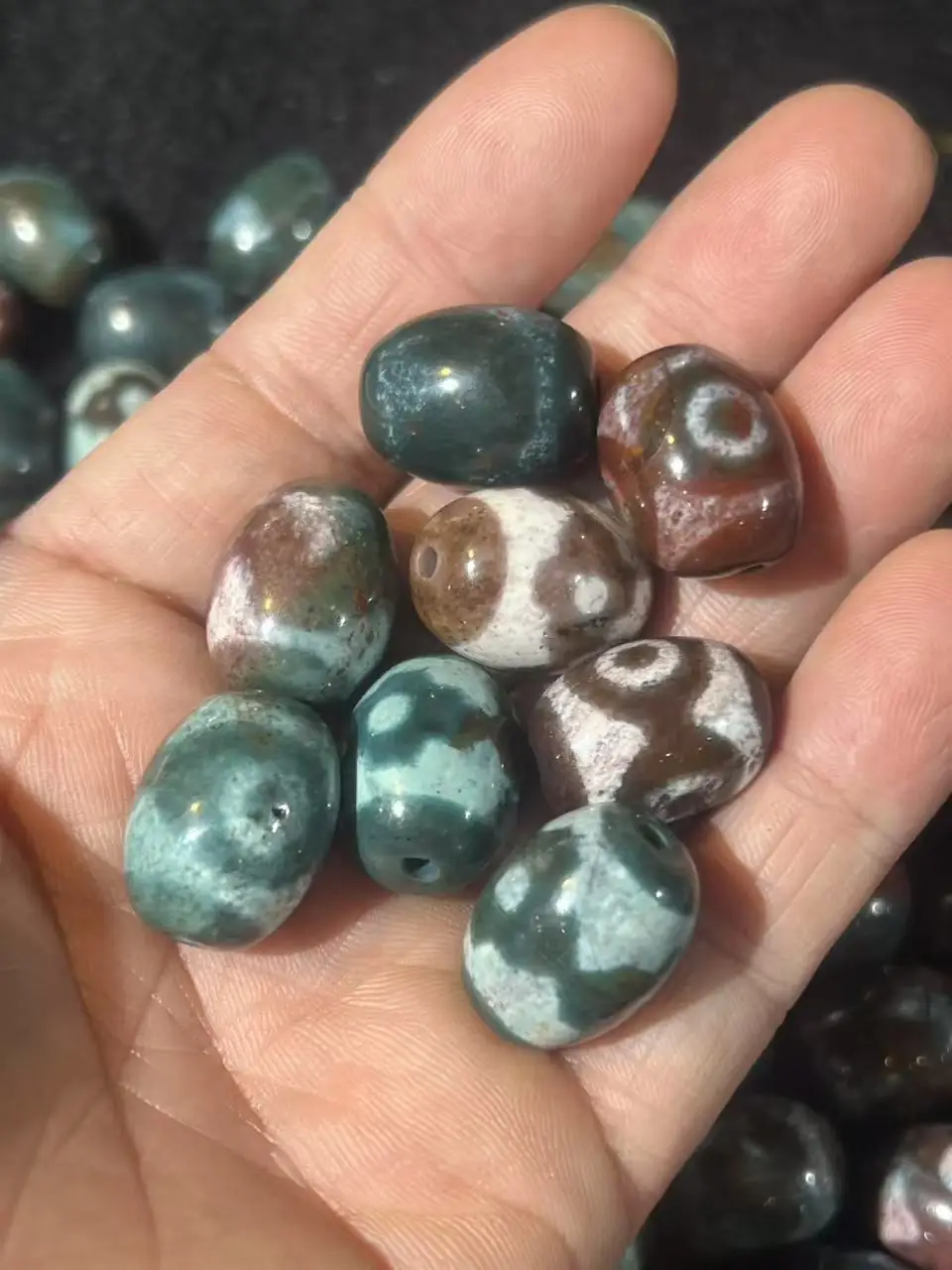 100pcs/lot Natural multi-pattern old agate dzi  Weathering lines Tooth yellow Premium variety Bracelet Necklace accessories