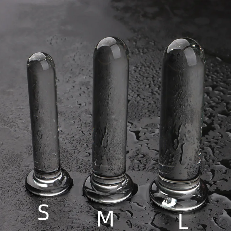 قضبان اصطناعية زجاجية كريستالية شفافة ، قضيب الاستمناء ، سدادة شرجية لاصقة ، تحفيز مهبلي ، ألعاب مثيرة ، 3 أحجام ، شفافة #2