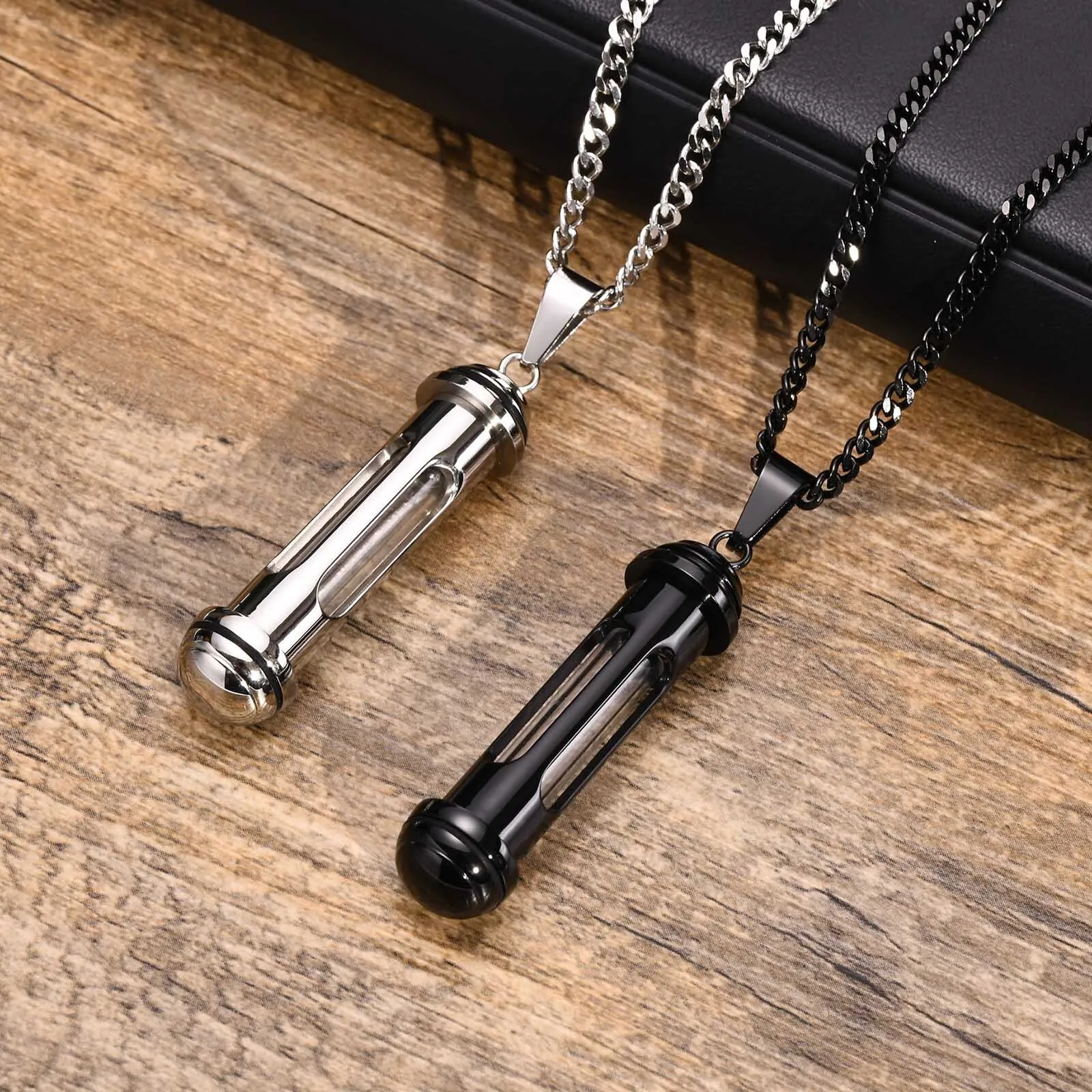 Cross Engraved Medical Alert ID Pendant Necklaces for Men Women Stainless Steel Emergency Pill Case Tube Holder Memorial Jewelry