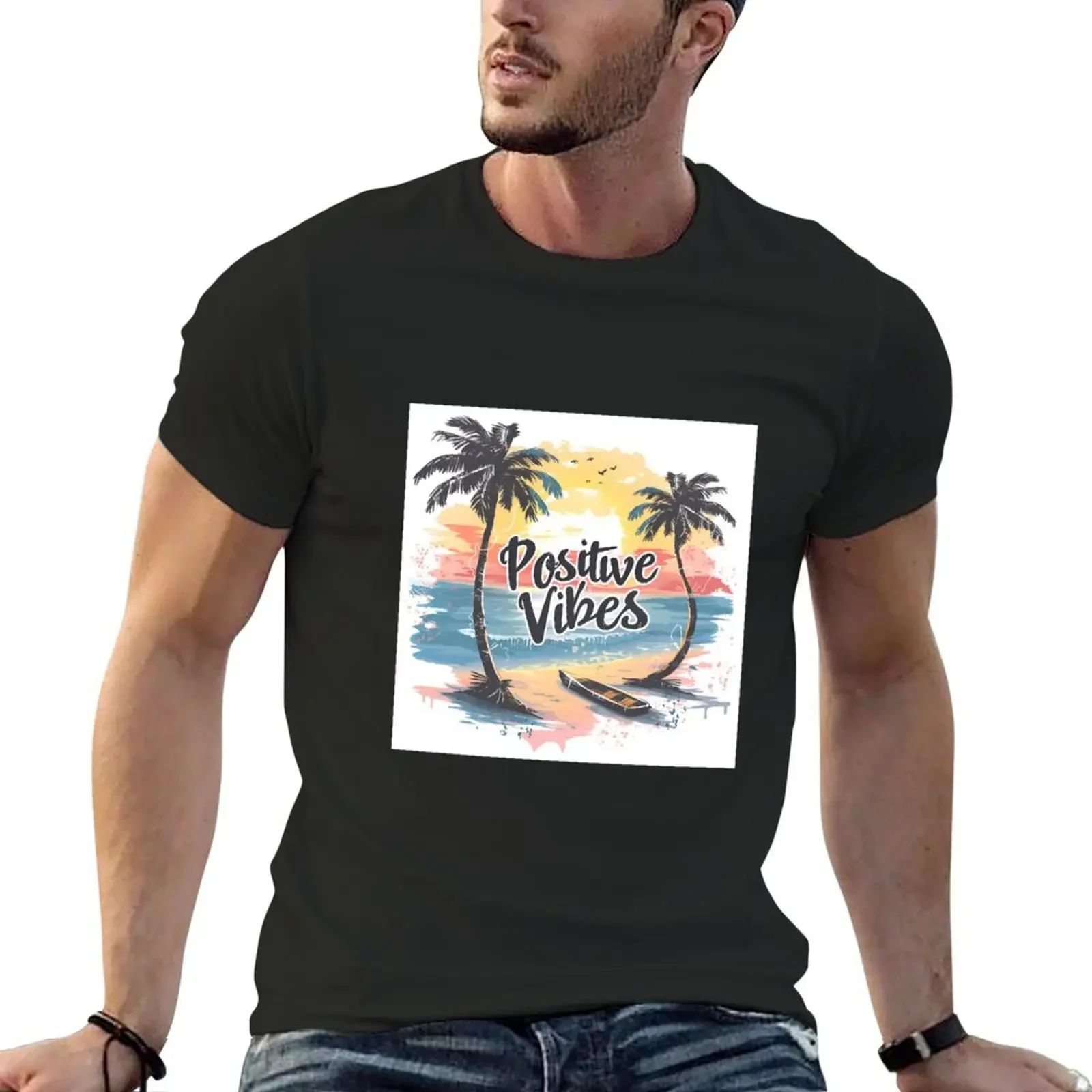 

Positive Vibes - Beach T-Shirt sports fans blanks graphic t shirt vintage mens shirts graphic tee