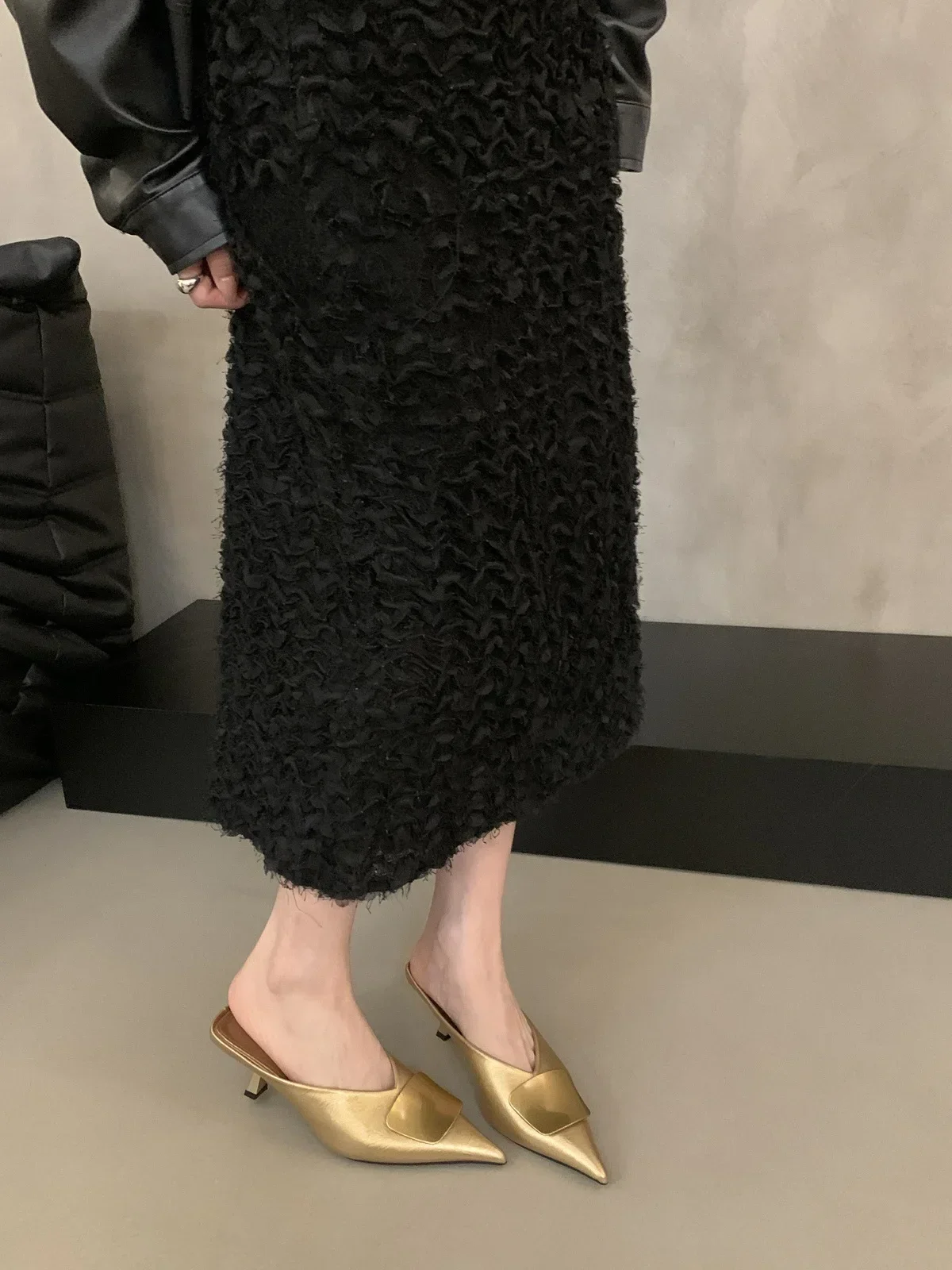 2026 Designer Spitze Damen-Mules Sexy Dünne Hohe Absätze Stripper-Schuhe Frühling Herbst Schlichte Damenschuhe – Detail 7