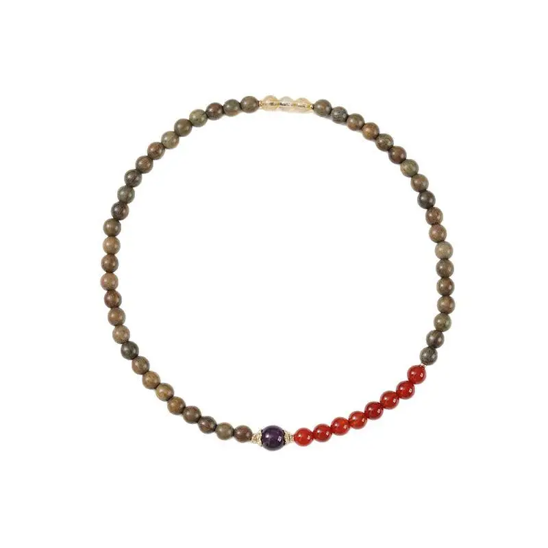 

Natural Green Sandalwood Double Wrap Bracelet with Obsidian Carnelian Lucky Beads for Men and Women Wooden Jewelry Gifts