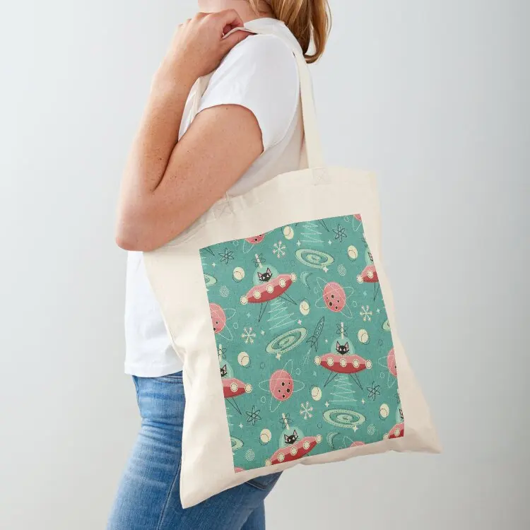 

My Kitty Drives a UFO / Atomic Space Cat studioxtine Tote Bag canvas tote bag Women's shopper Candy bags Large bags for women