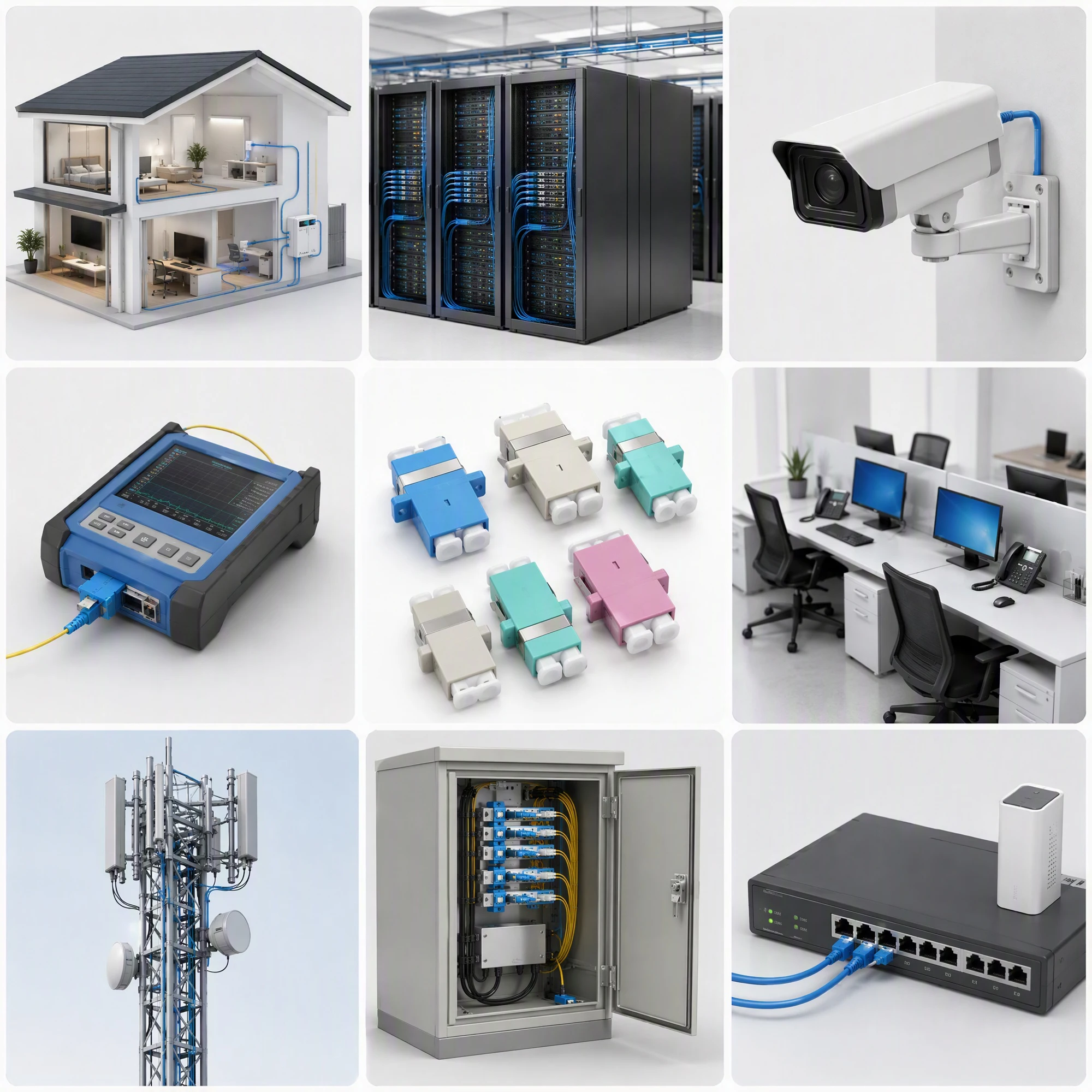 100PCS Fiber Optic Connector Couplers SC LC Adapter Simplex and Duplex, For Single-mode Multimode OM3 OM4 Fiber Optic
