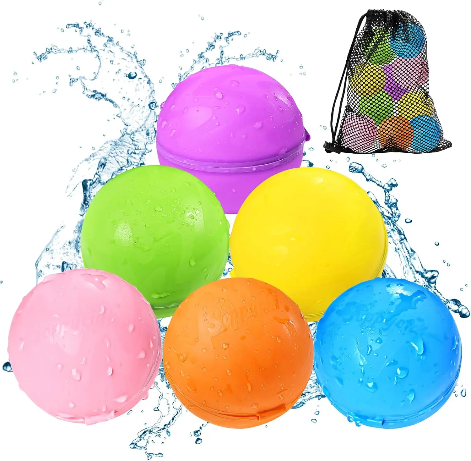 Reusable Magnetic Water Balloons 6 Pcs, Water Bomb Self-sealing Quick Fill,  Outdoor Activities Water Fights, Beach Toys