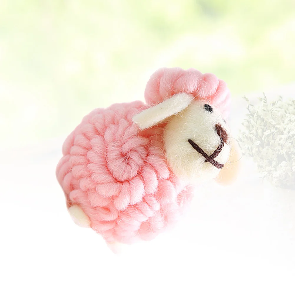

Christmas Felt Sheep Desktop Ornament Pink Miniature Cute Decoration for Home Holiday Party Christmas Decoration