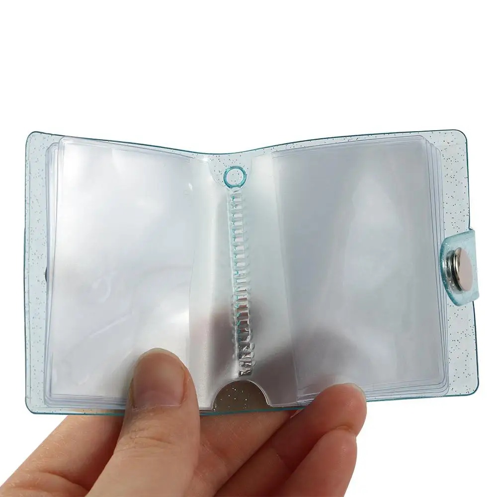 High quality Transparent 16 Pockets 1 Inch Card Stock Mini Photo Album Binders Albums Photo Card Holder Photos Holder Keychain