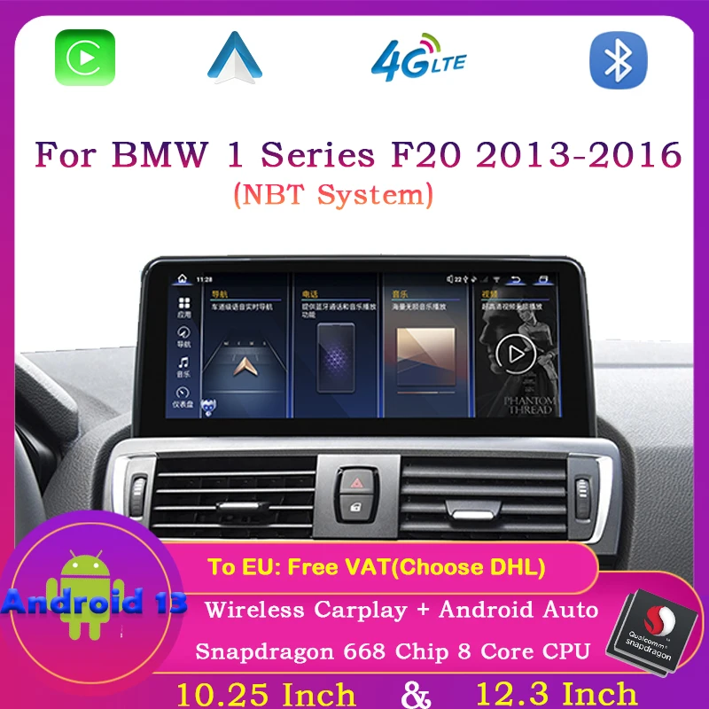 Android 13 Snapdragon 668 Car Radio Stereo Video Multimedia Player for BMW 1 Series F20 2013-2016 NBT Wireless carplay