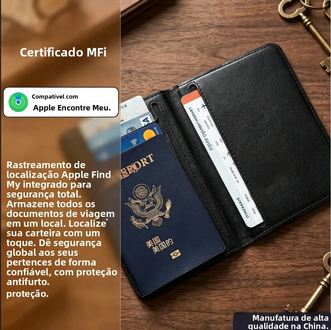 スマートパスポートホルダーカバー位置決めデバイス-apple-find-my対応紛失防止デバイス-精密なグローバルポジショニングと追跡防止機能付き