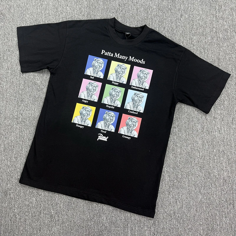 PATTA T-shirt Men Women Street Cartoon Graphics Print Daily Casual Short Sleeve Summer Cotton Top Tee