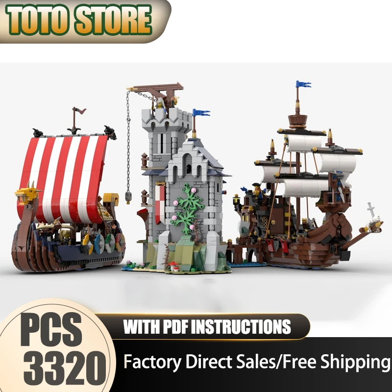 

Средневековая модель замка Moc, строительные кирпичи, модель битвы Форта, технология, вид на улицу, блок-игрушка, сделай сам, сборка, Рождественский подарок