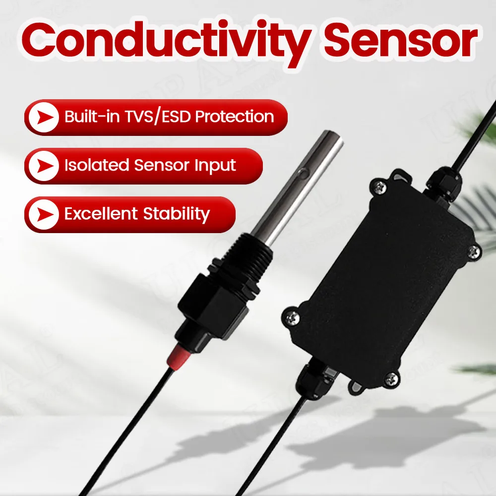 Isolated Solution Conductivity Sensor Module RS485 0-2V 4-20mA Detection EC Salt TDS Sensors Transmitter Modbus Stainless Steel