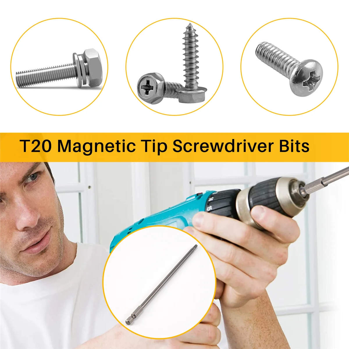 ABLJ 1/4-inch Shank T20 Magnetic Torx Security Screwdriver Bit 150mm Long