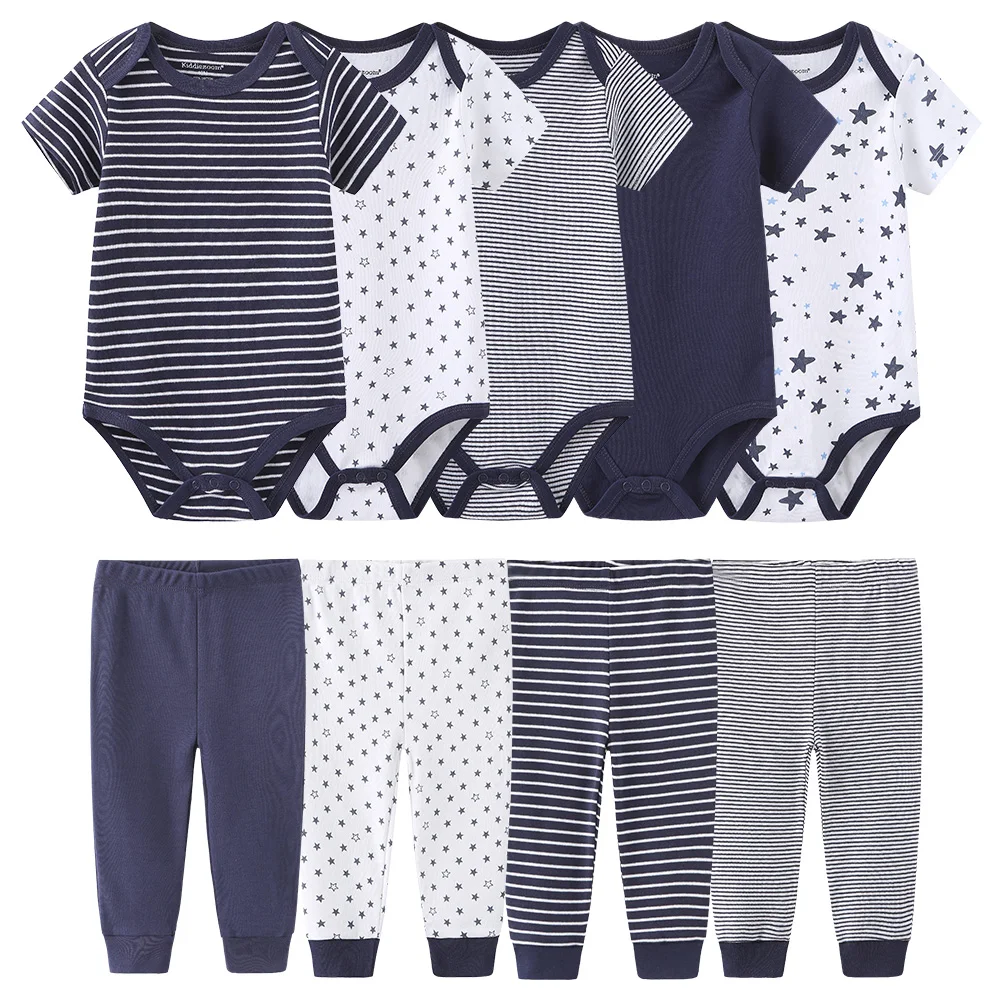 Newborn Baby Clothes 100% Cotton Sets for 0-12 Months Boy Girl 2023 New Infant Neutral Clothing Casual Stripes Toddler Outfits