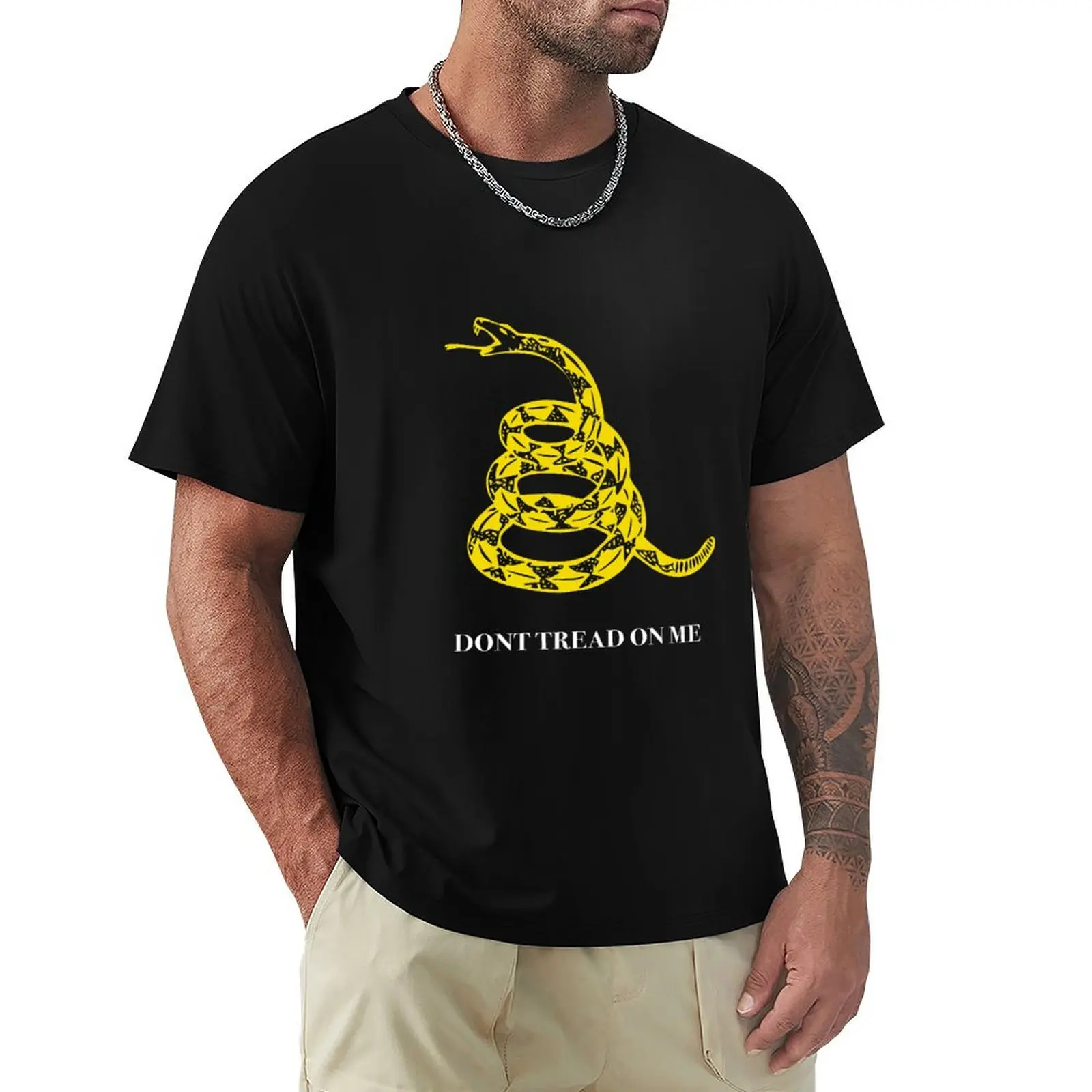 Yellow Snake Gadsden flag - Don't tread on me T-Shirt Casual Graphic Print Tee