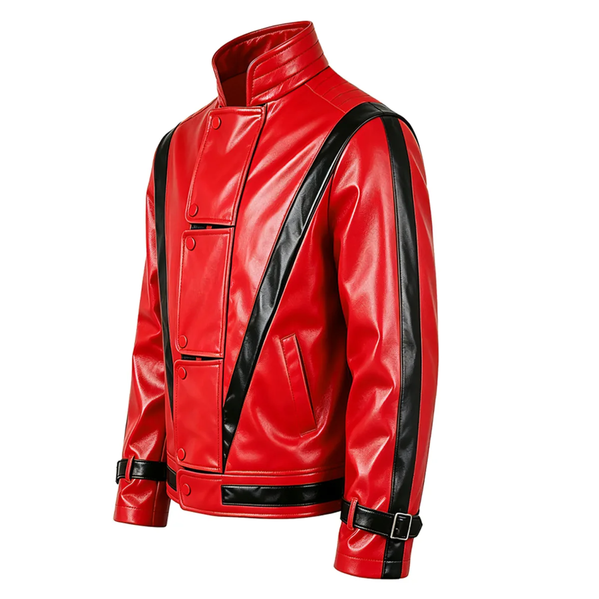 Michael Jackson Cosplay Costume Red Faux Leather Coat Pants Men's Halloween Chirstmas Party Stage Performance Role Play suit - view 4