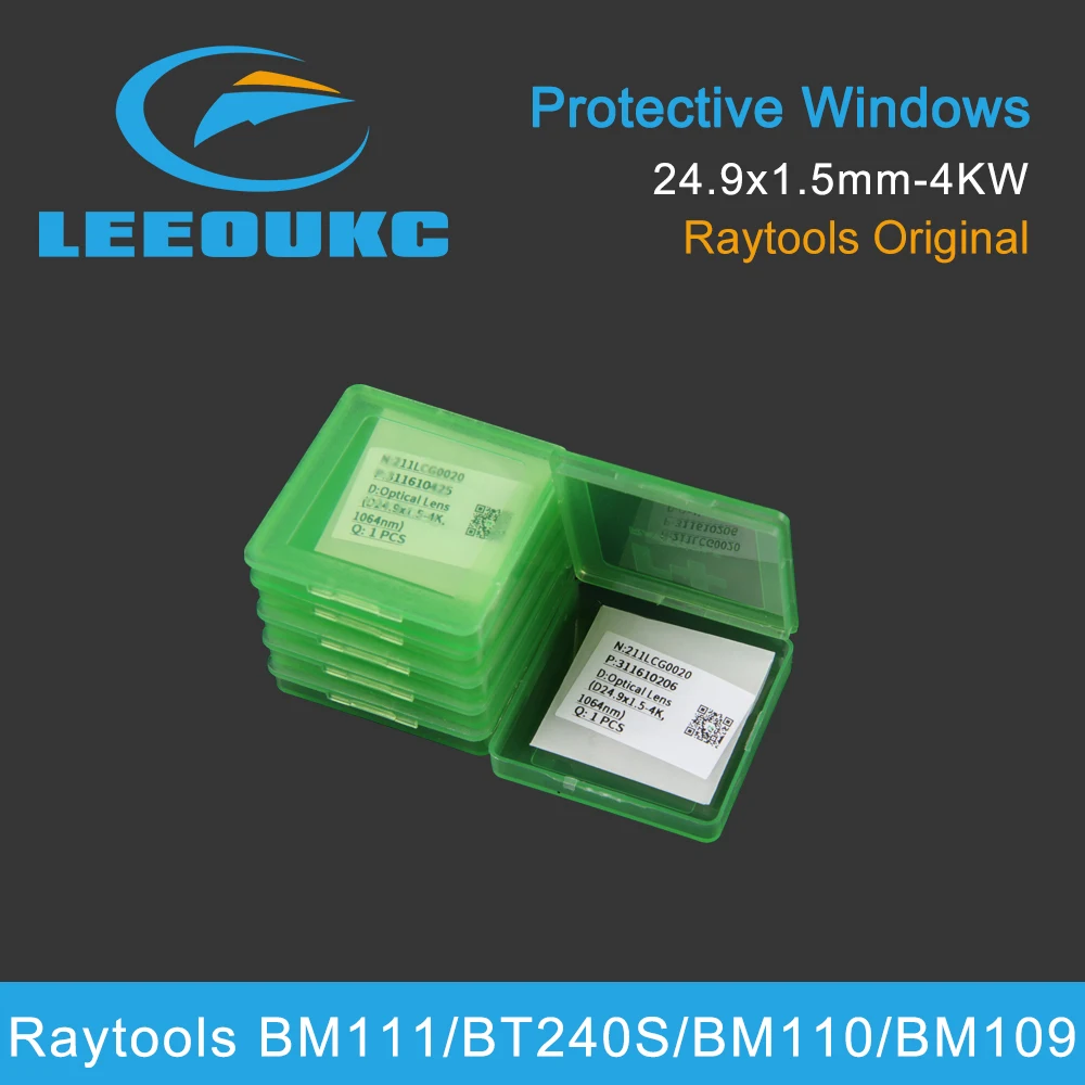 LEEOUKC 10Pcs/Lot Raytools Fiber Laser Protection Windows Lens 27.9x4.1 1064nm 211LCG0037 24.9x1.5mm 211LCG0020 For BM111/BT240S