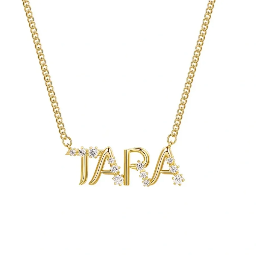 

Cuban Link Shining Custom Initial Necklace Custom Zirconia Name Necklace Gold Personalized Women's Jewelry Gifts for Women