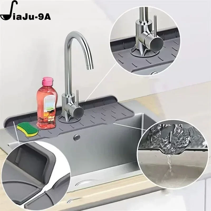 Faucet Absorbent Mat Silicon Kitchen Sink Splash Guard Drain Pad Water Splash Catcher Mats Countertop Protector Kitchen Gadgets